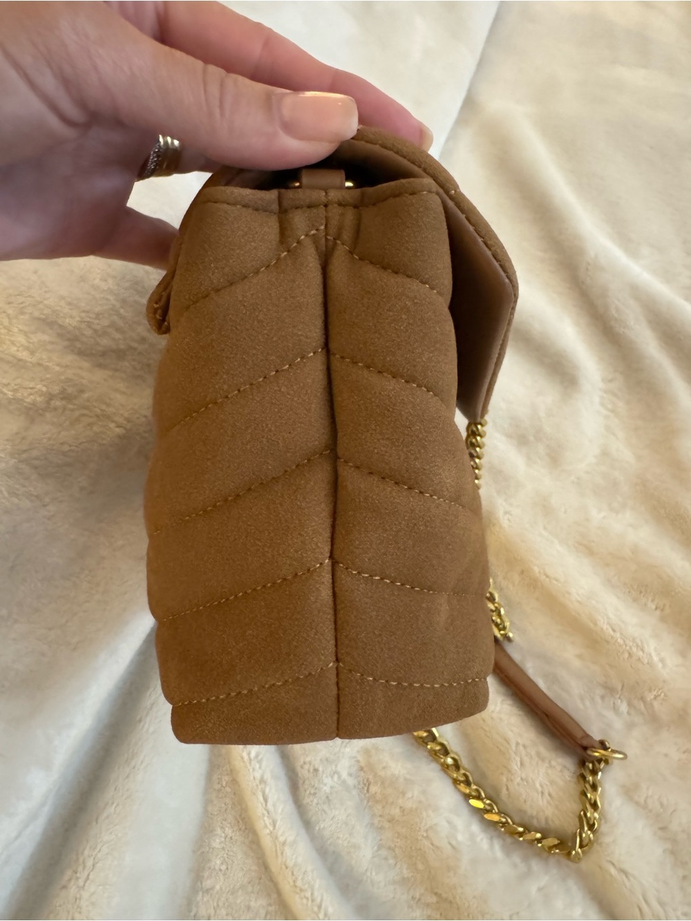 Saint Laurent YSL Loulou Style Chevron Shoulder Bag Gold Chain Dust Bag EUC - Picture 5 of 9